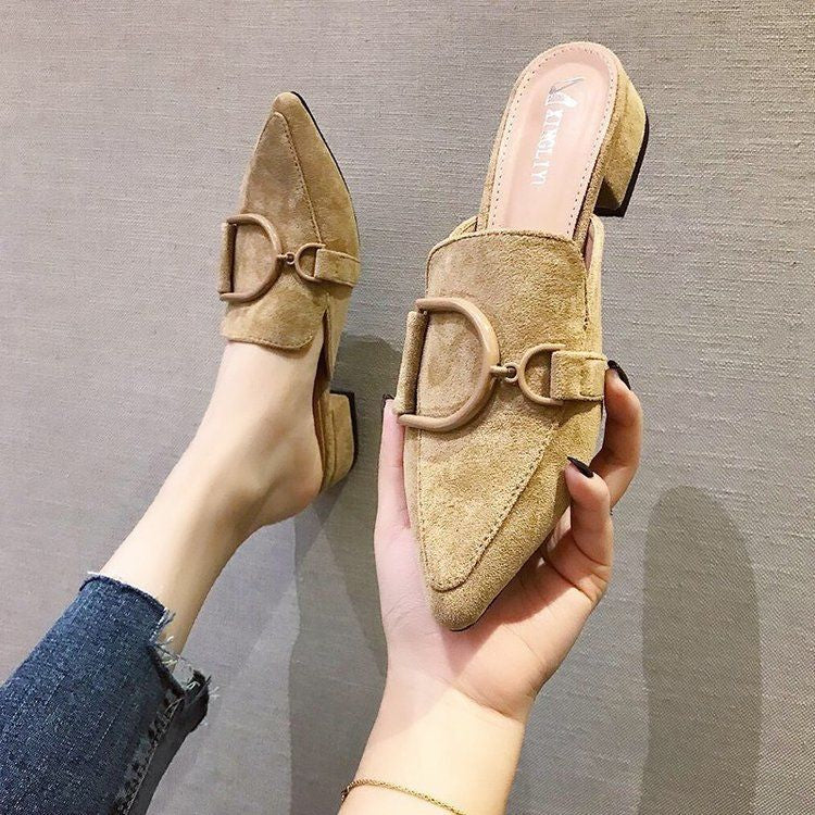 Pointed Block Heel Mules cc18