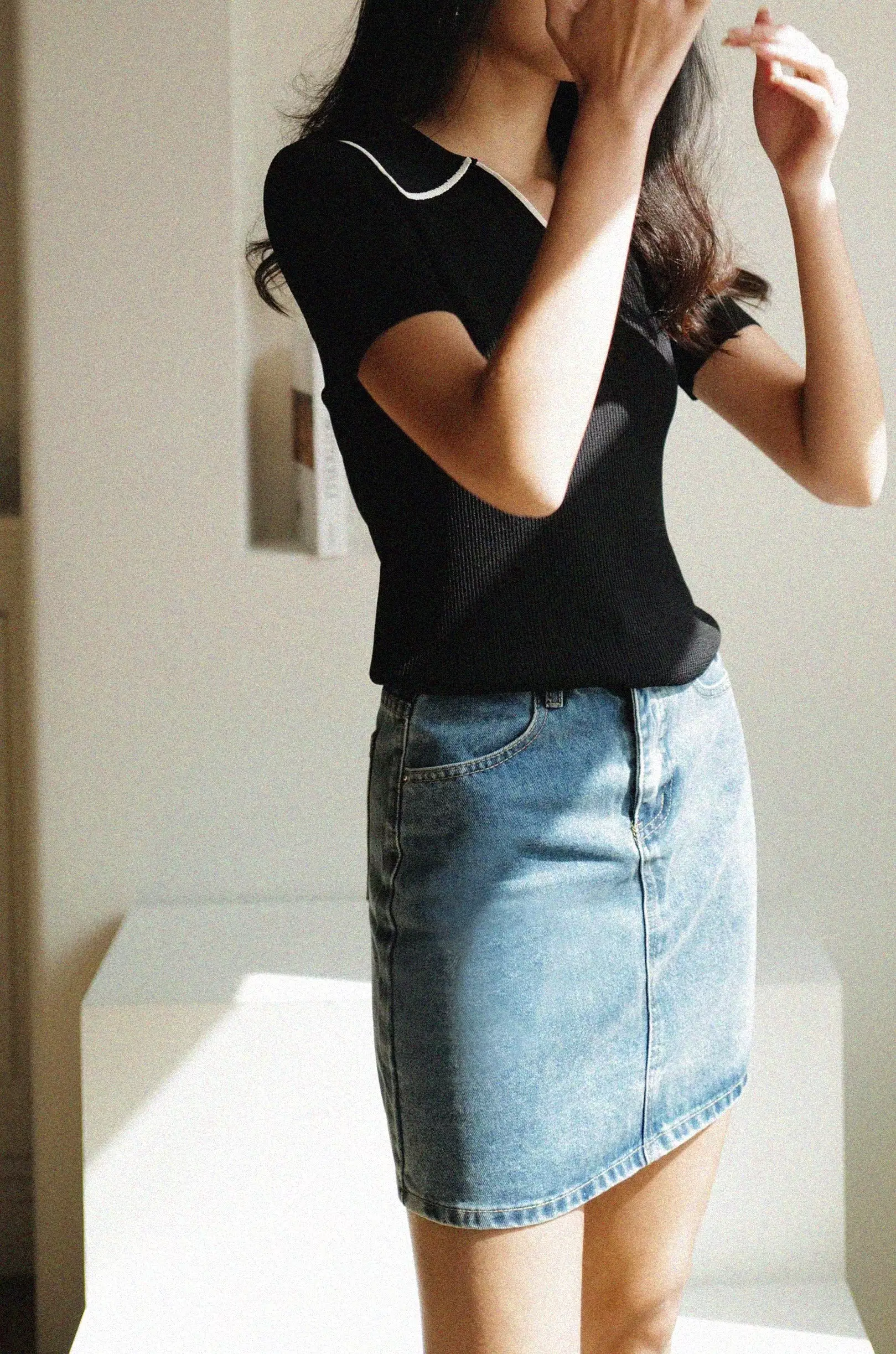 Pretty please denim mini skirt