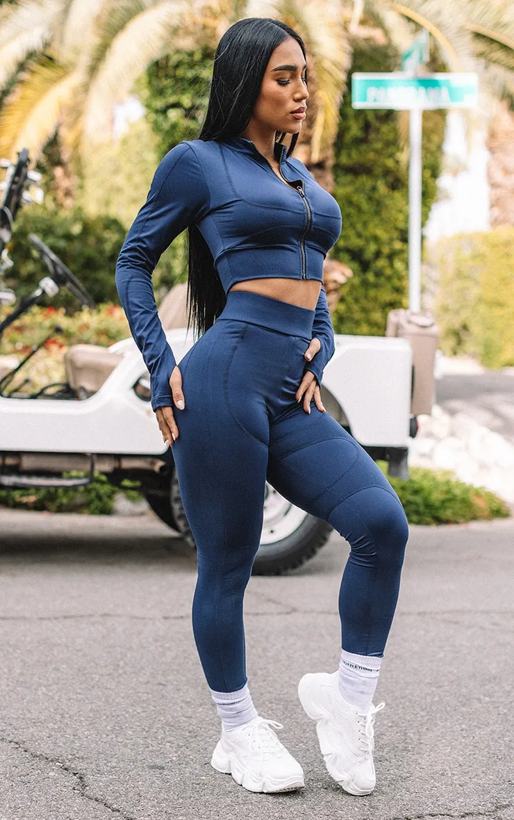 Prettylittlething Navy Sport Mesh Leggings