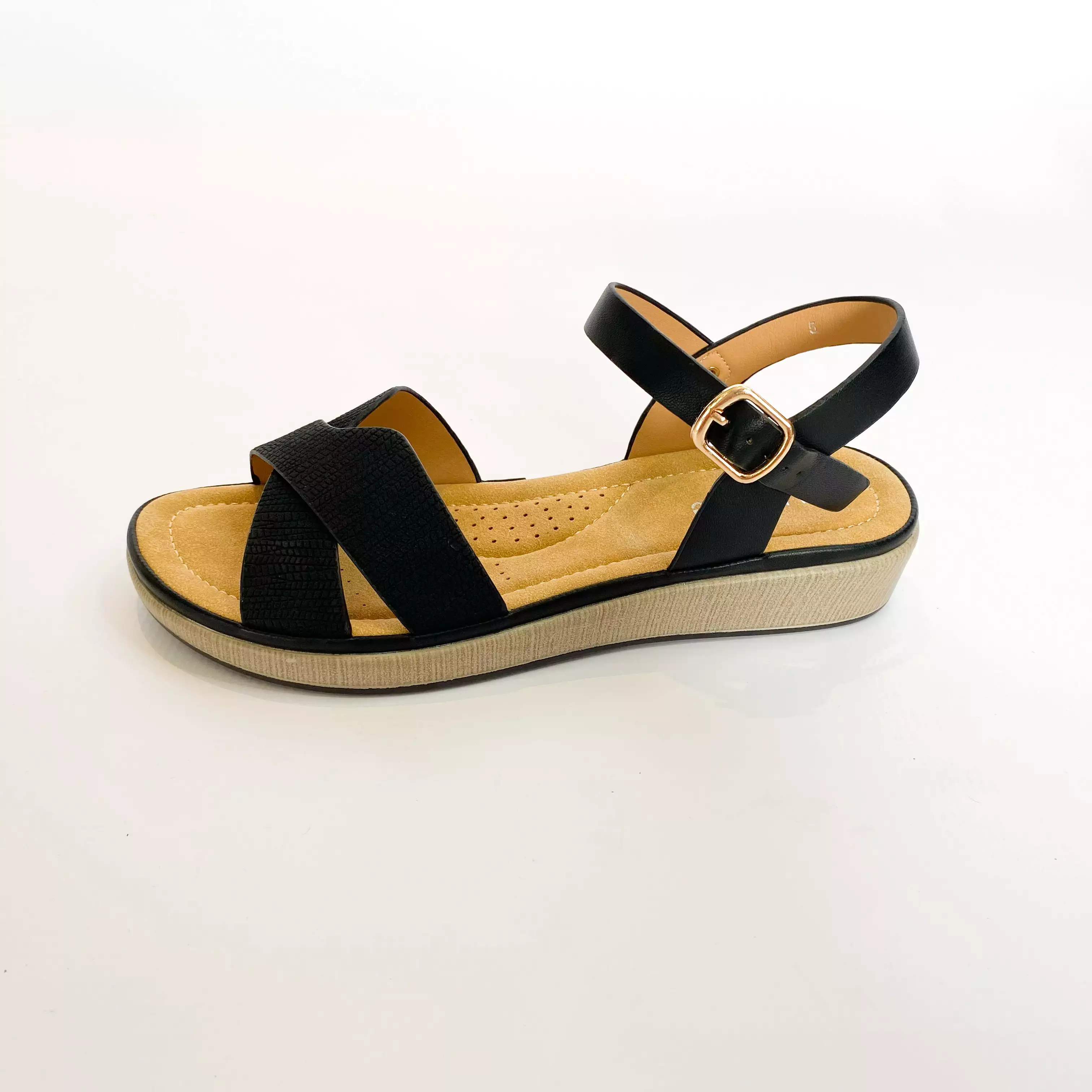 Queue black crossover sandal