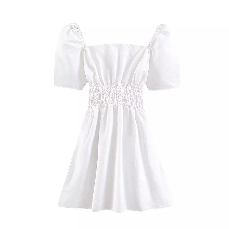 RETRO HEPBURN AQUARE COLLAR WHITE PRINCESS DRESS BY71096