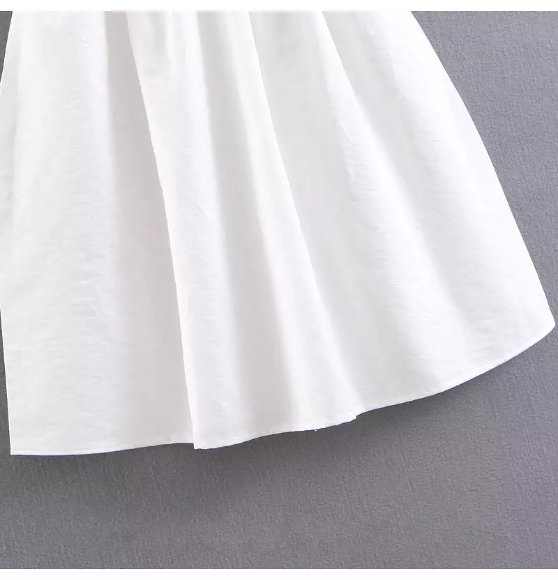 RETRO HEPBURN AQUARE COLLAR WHITE PRINCESS DRESS BY71096