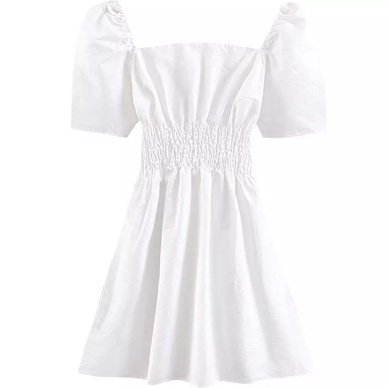 RETRO HEPBURN AQUARE COLLAR WHITE PRINCESS DRESS BY71096