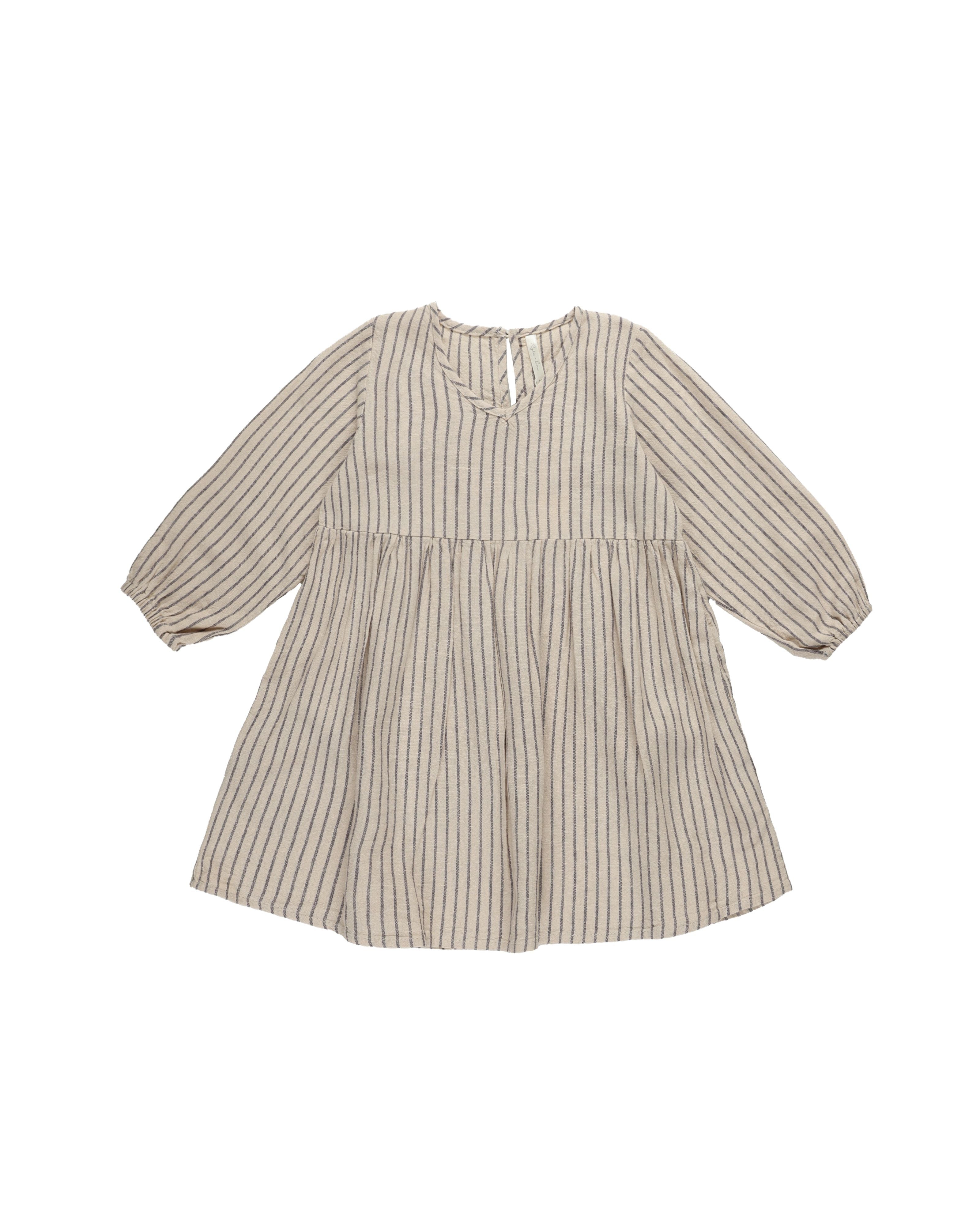 Rylee & Cru - Slate Pinstripe V Neck Babydoll Dress