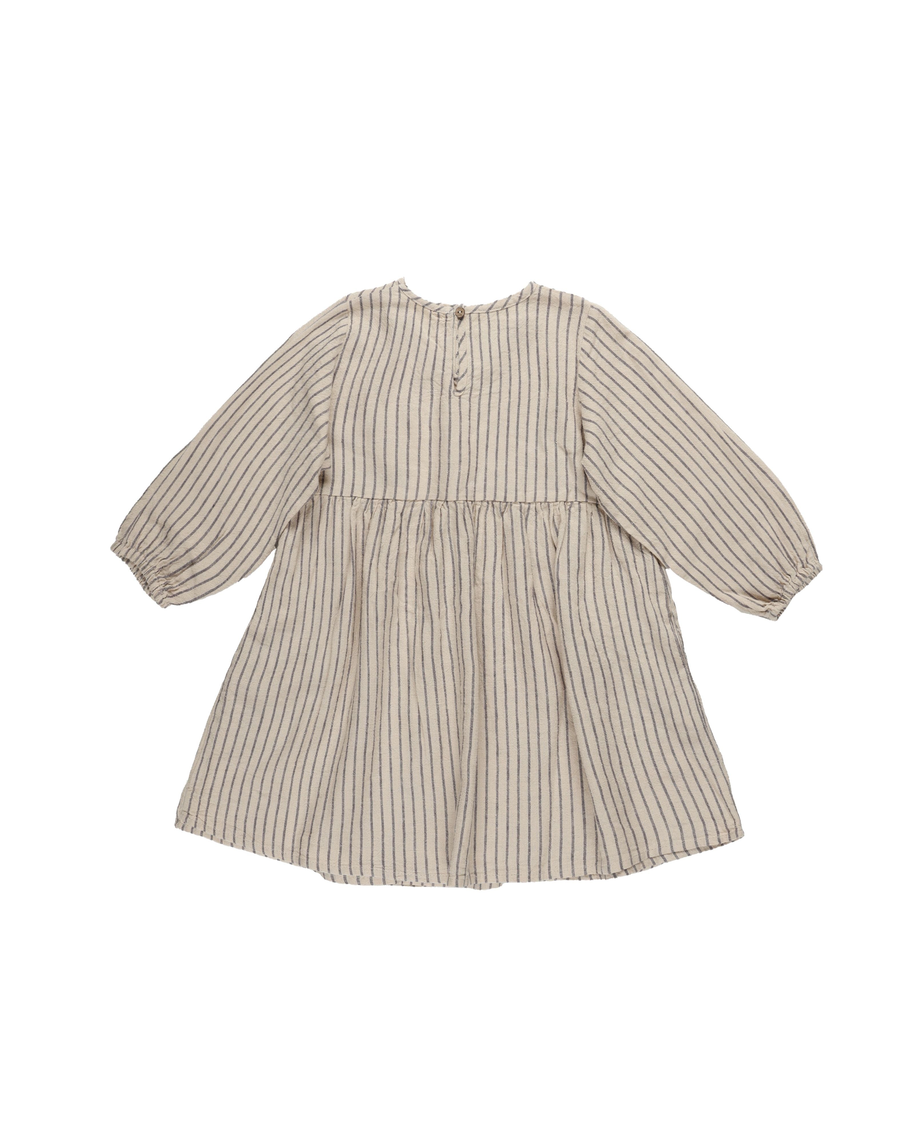 Rylee & Cru - Slate Pinstripe V Neck Babydoll Dress