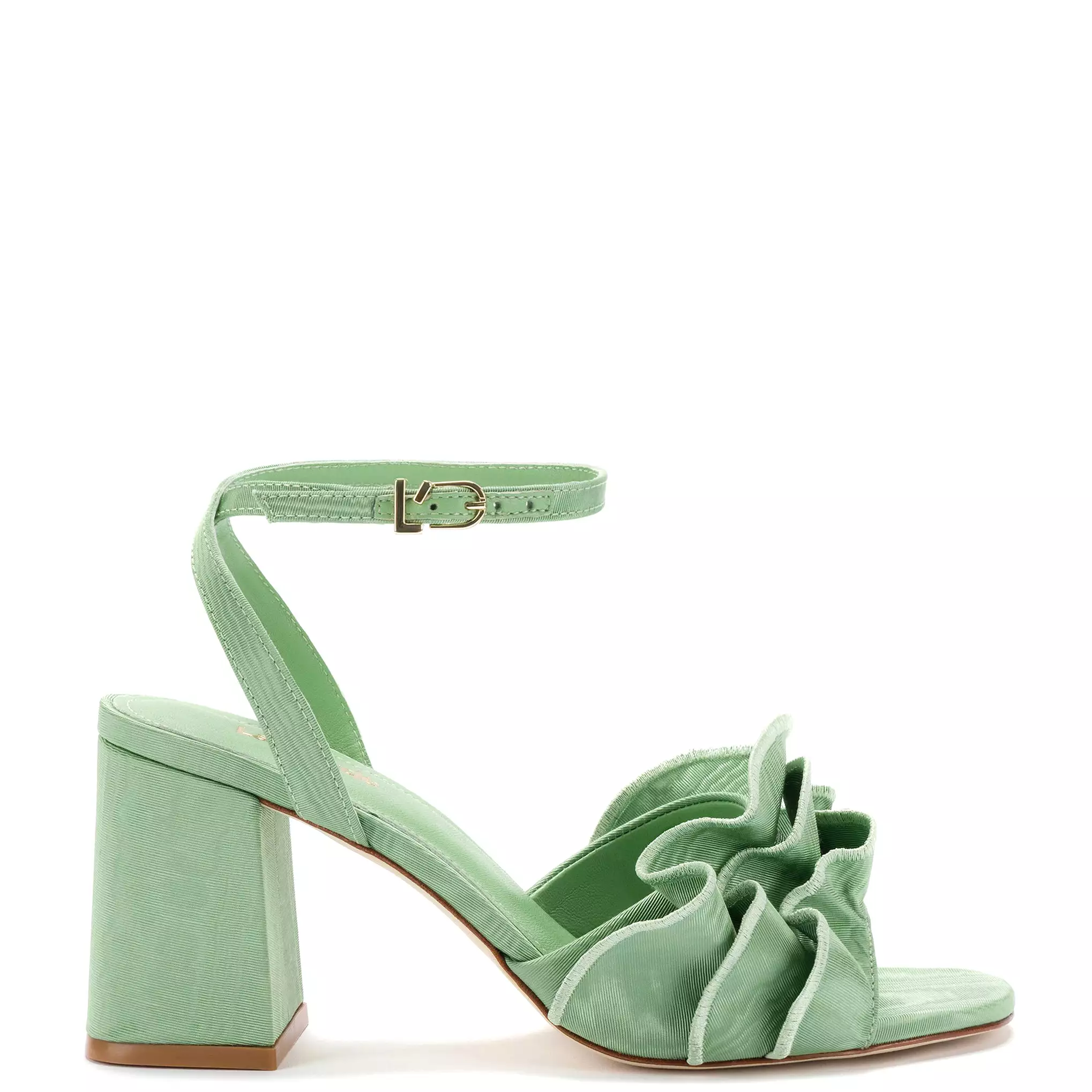 Selena Ruffle Sandal In Pistacchio Fabric