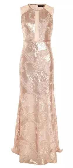 Sheer Champagne Sequin Gown