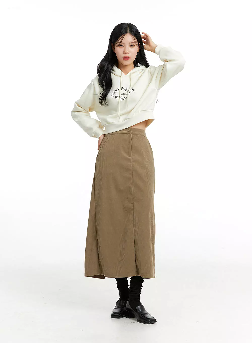 Slit Corduroy Maxi Skirt ON315