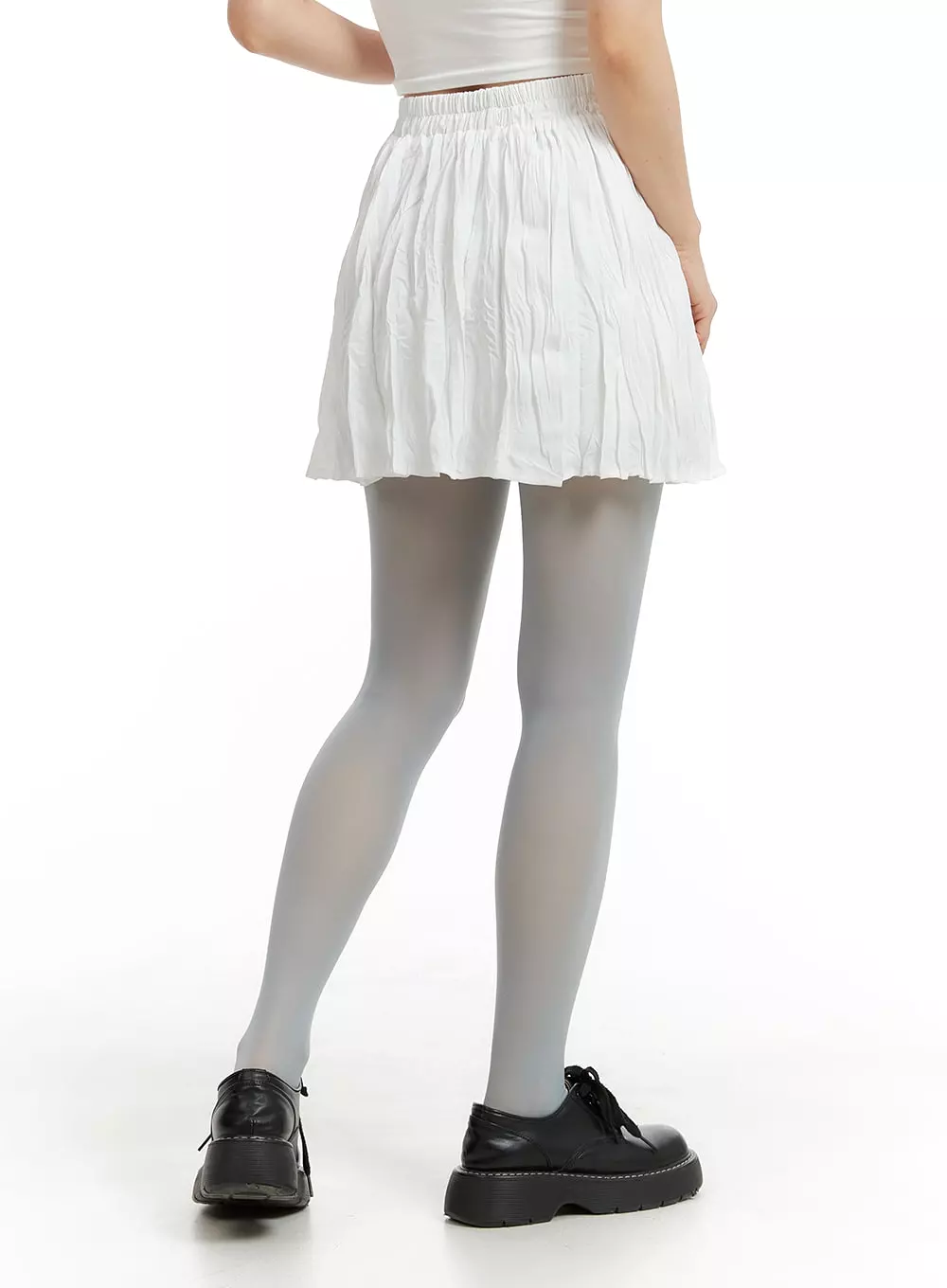 Solid Cotton Ruched Mini Skirt OM412