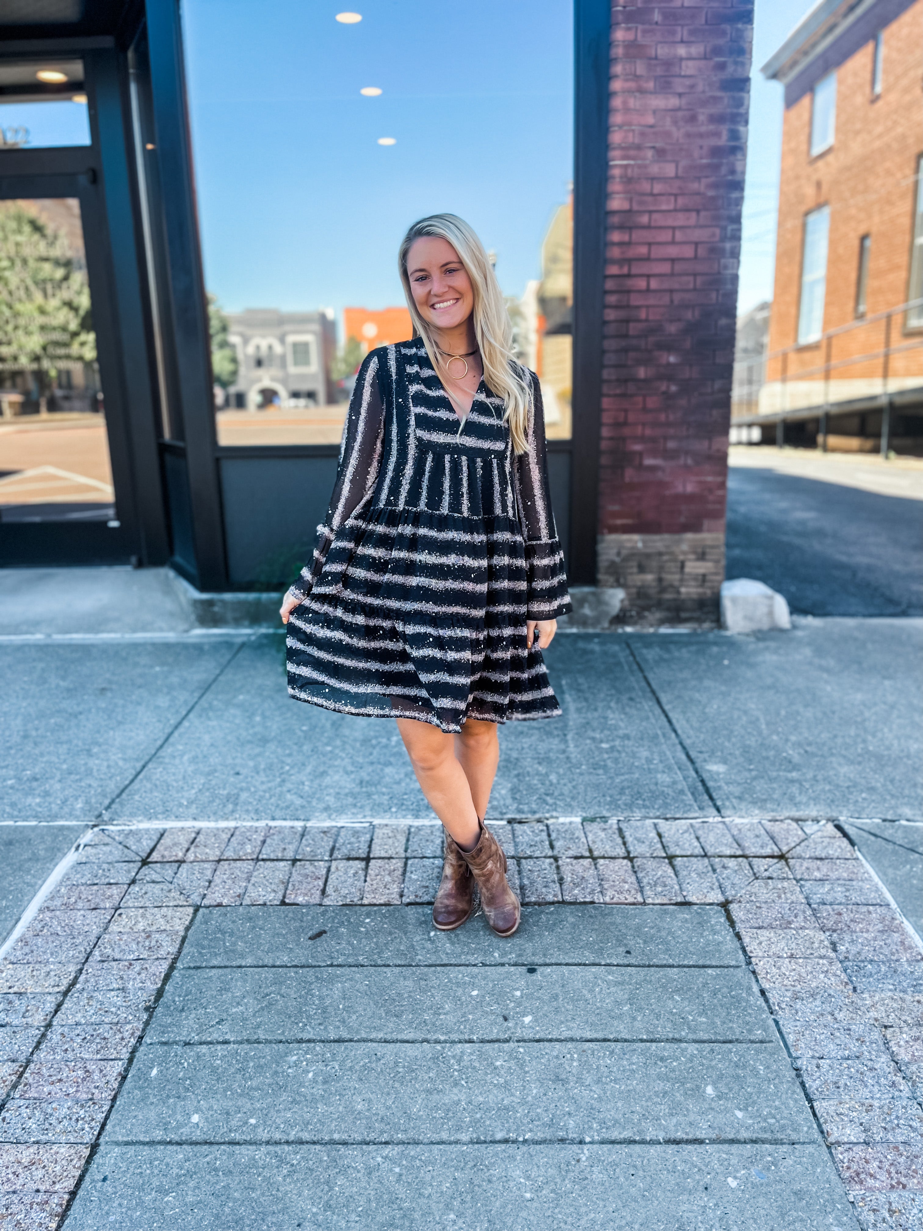 Stardust Striped Mini Dress