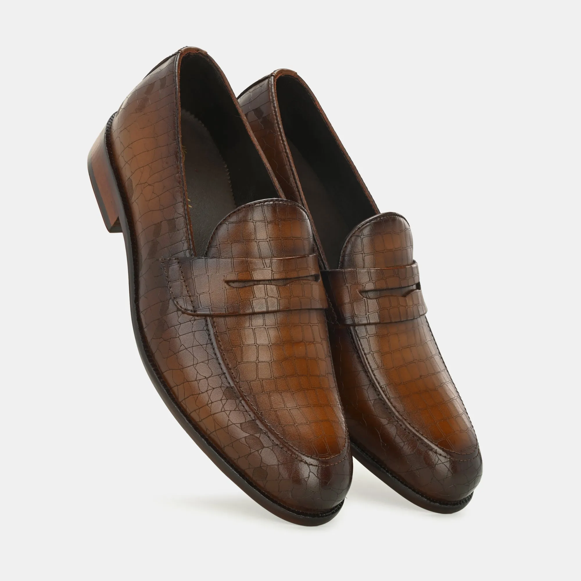 Tan Laser Engraved Penny Loafers By Lafattio