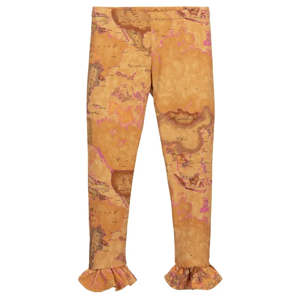 Teen Beige Geo Map Leggings