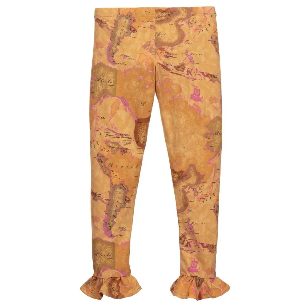 Teen Beige Geo Map Leggings