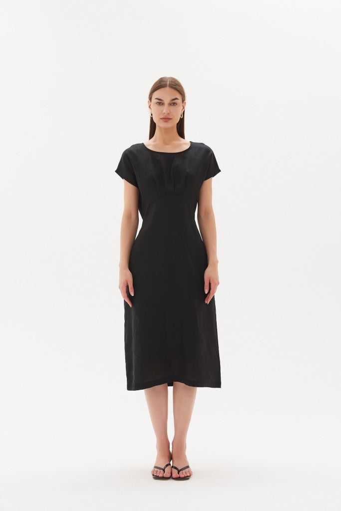 Tirelli - Tie Back Pleat Dress - Black