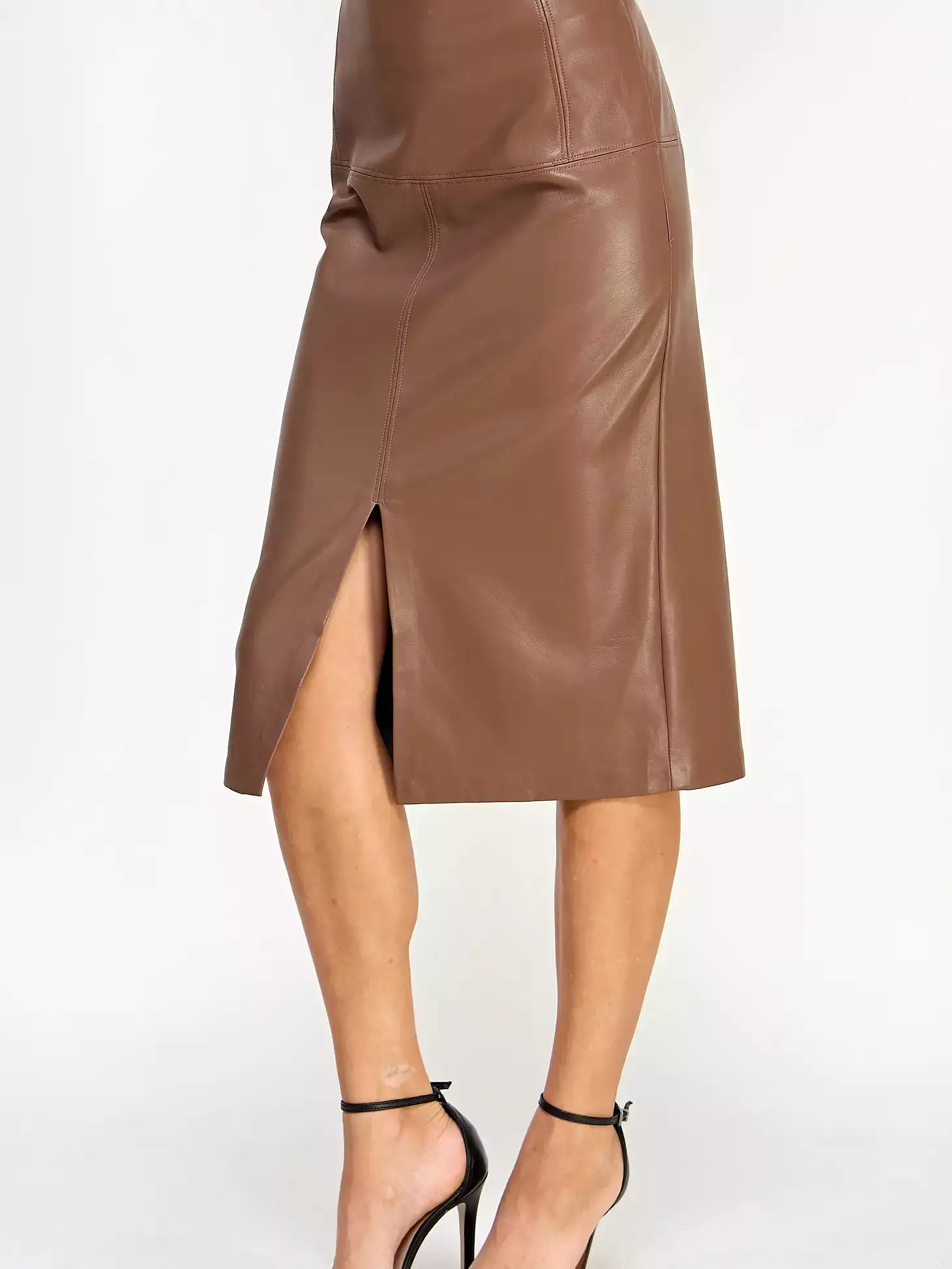 Total Boss Babe Vegan Leather Midi Skirt