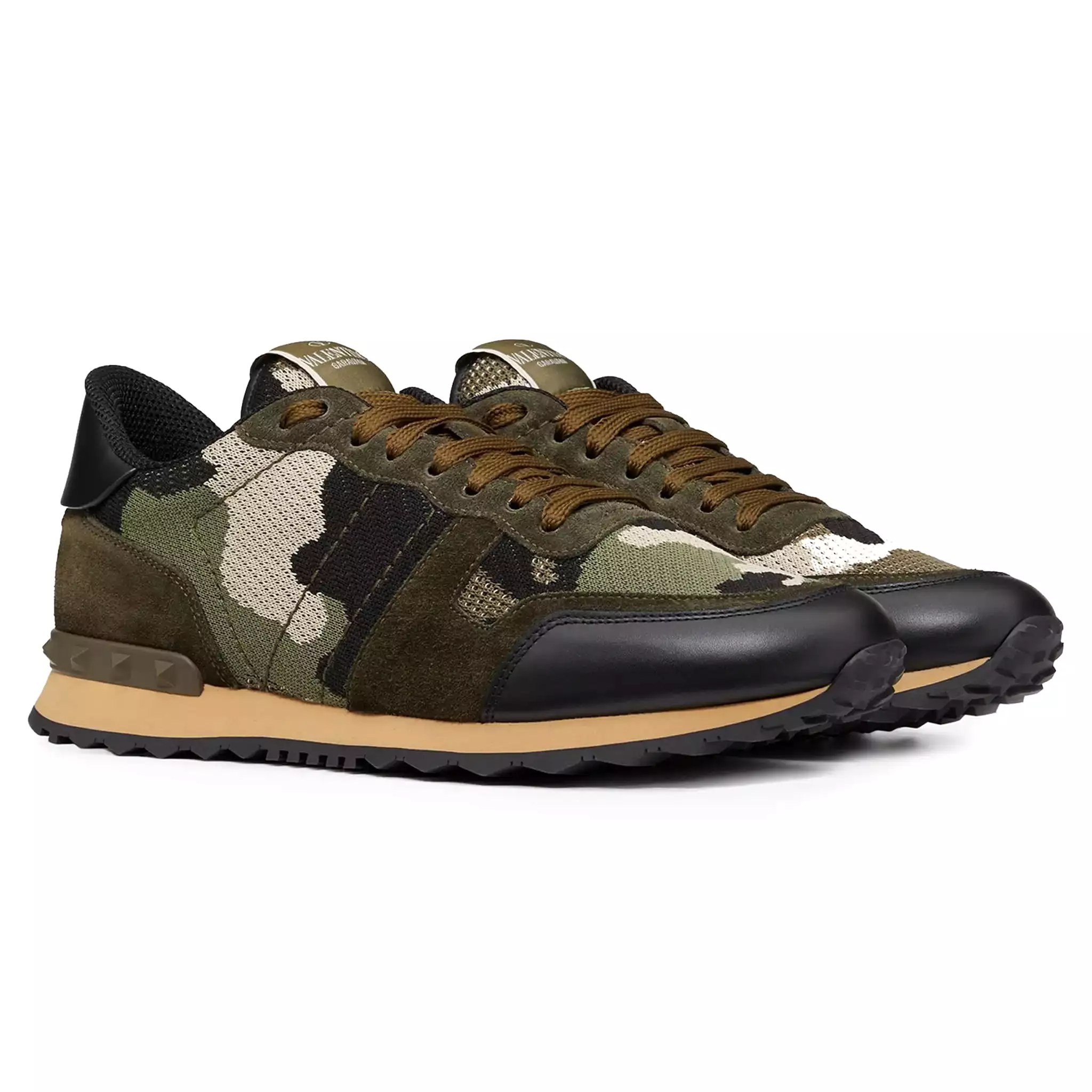 Valentino Rockrunner Camouflage Khaki Mesh Sneaker