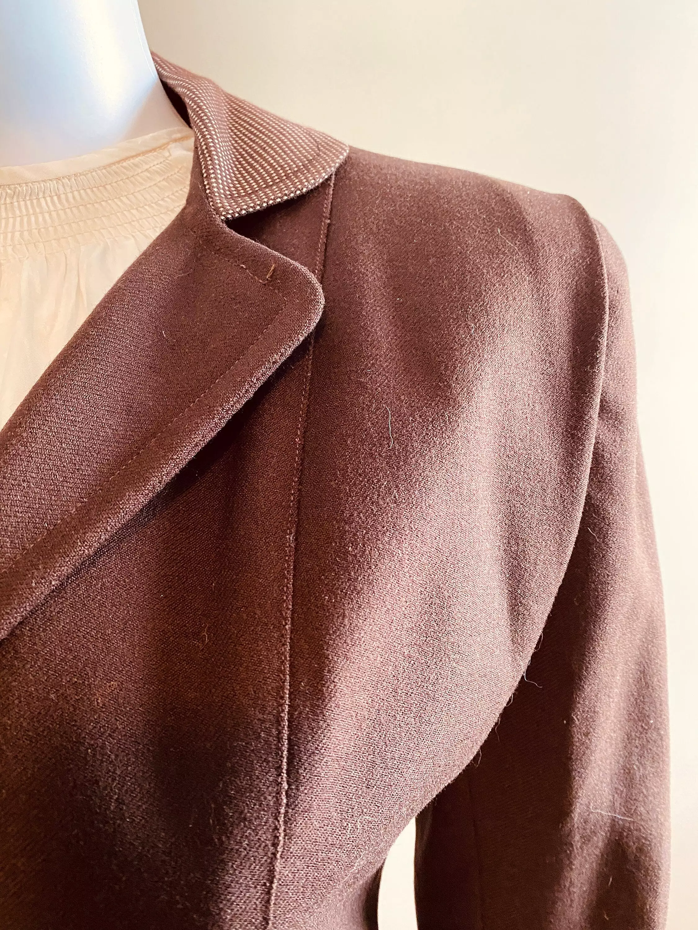 Vintage Late 1930s Brown Wool Gaberdine Skirt Suit / 30s Suit / Size S