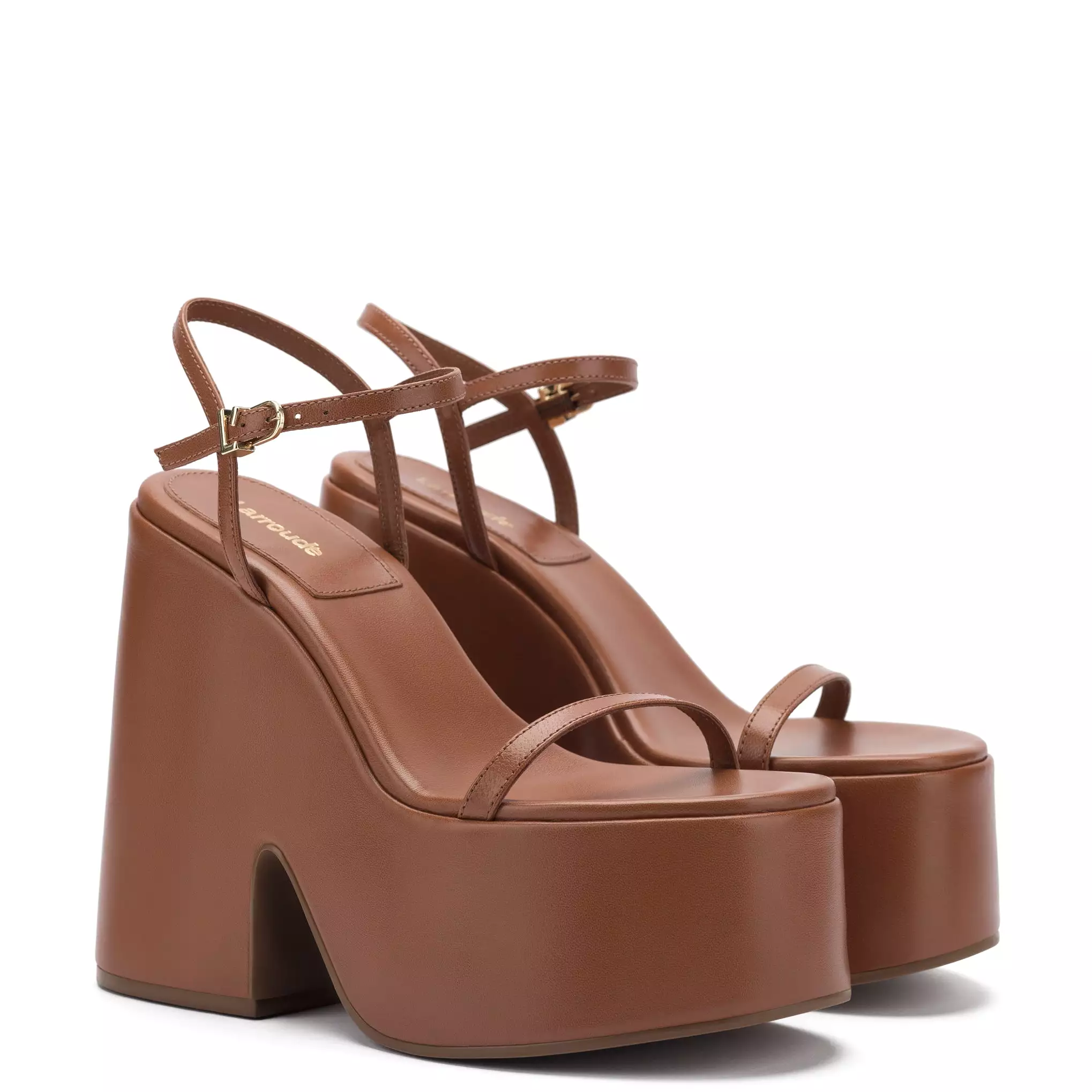 Wanda Platform Sandal In Caramel Leather