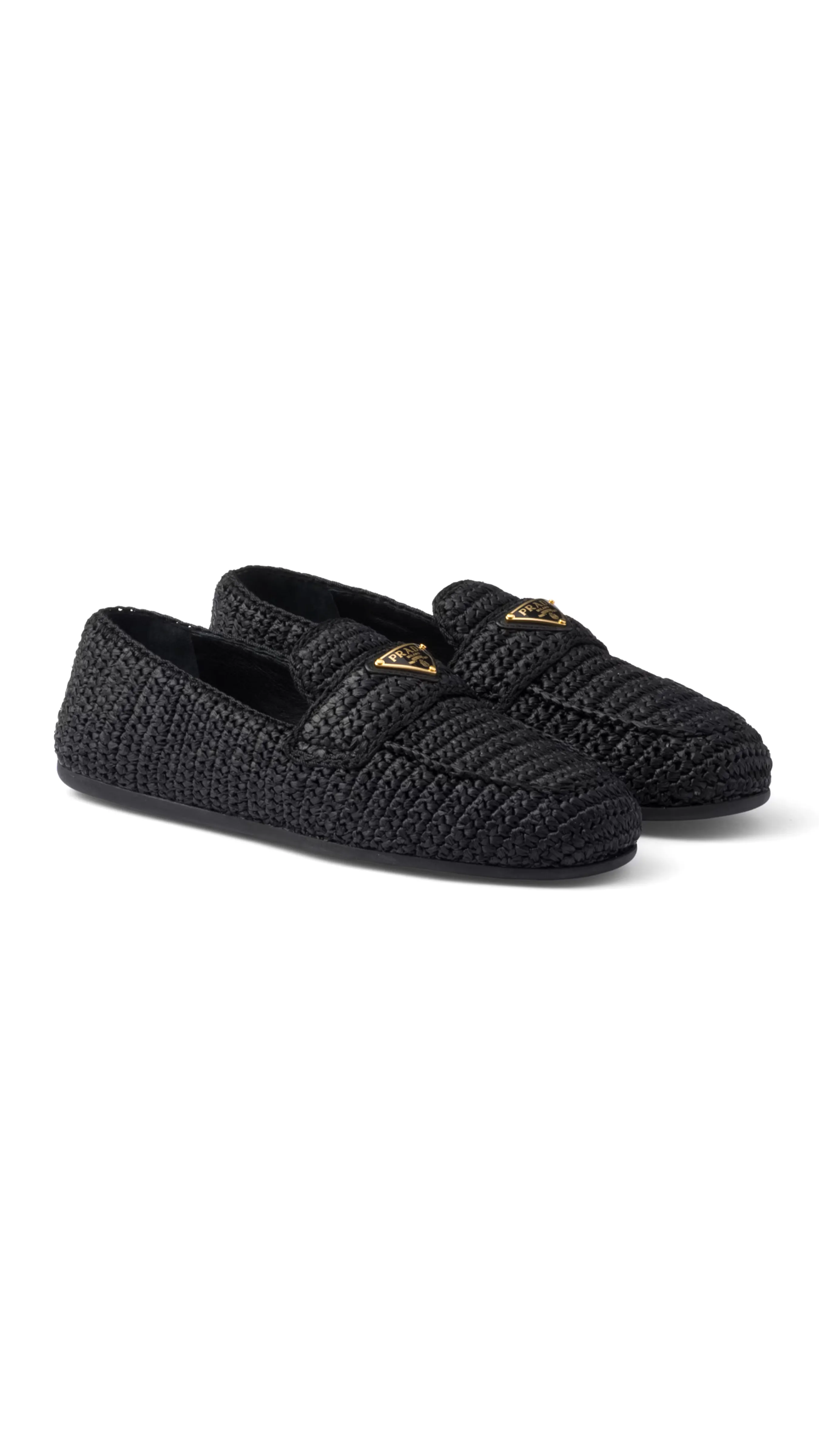 Woven Fabric Loafers - Black